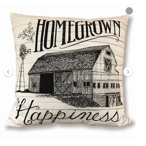 NEW! Homegrown Happiness Farmhouse Windmill Large 16x16 Throw Pillow Plaid